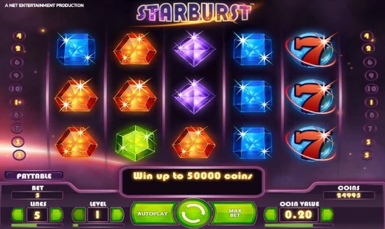 Starburst slot game at Royal Reels Casino